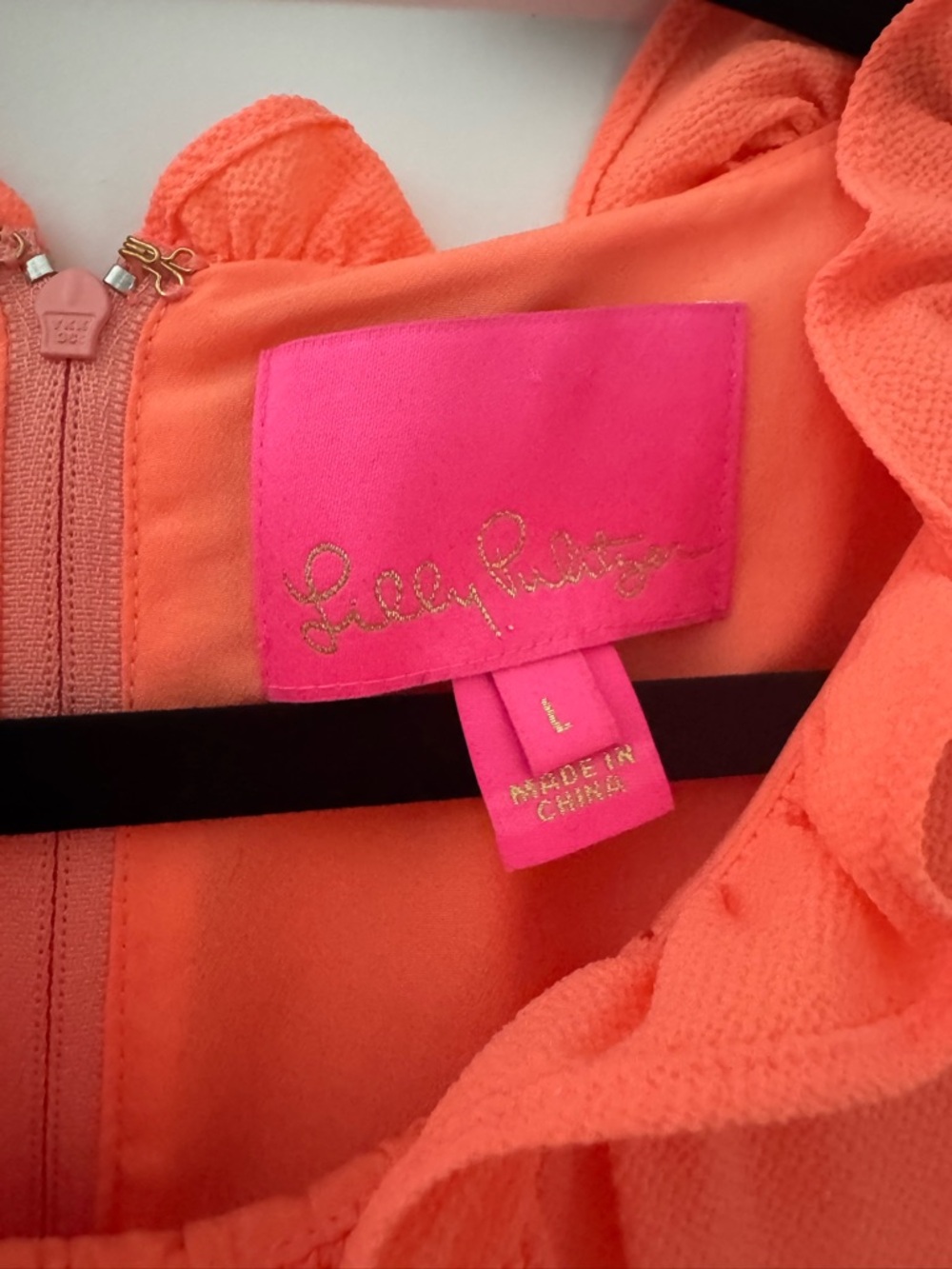 LILLY PULITZER TIERED DRESS CORAL EUC L - Picture 2 of 2